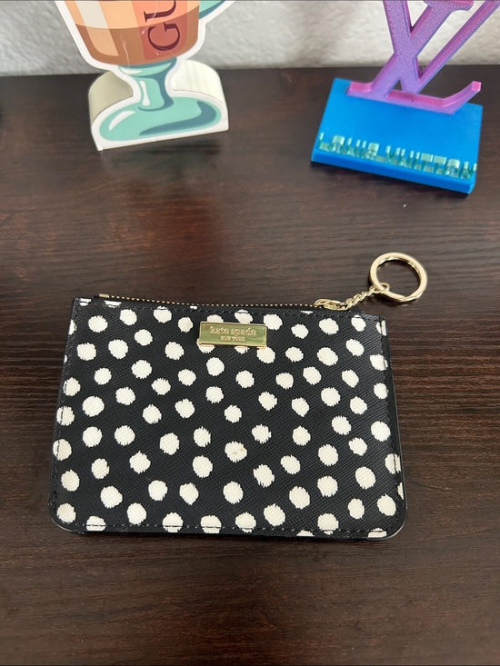 kate spade Handbags - kate spade Black & White Polka Dot Zip Card Pouch with Keyring